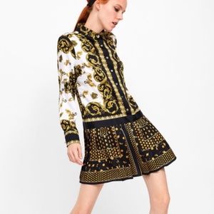 Zara Chain Print Pleated Dress